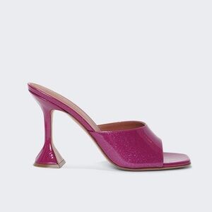 Amina Muaddi - LUPITA PATENT LEATHER GLITTER SLIPPER SANDALS MAGENTA